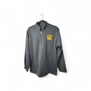 Hanes Gray Quarter-Zip Sweatshirt with Yellow Logo